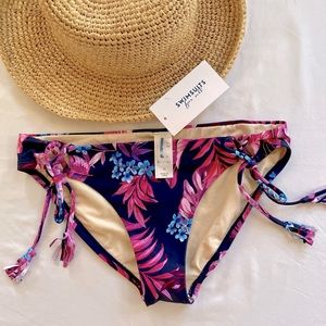 Swimsuits For All 💦Blue Hawaiian Tropical Printed Tie-Side Bikini Bottom Sz10